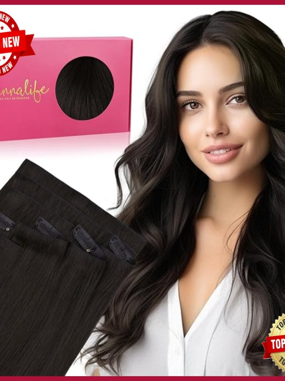 14 Inch Real Human Hair Clip-In Extensions, 130g 9pcs Seamless Pu Weft